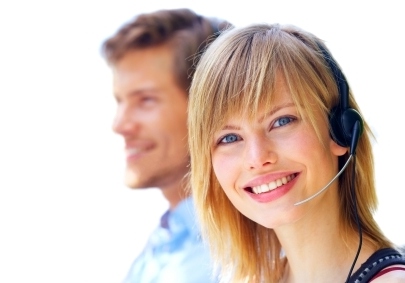 solution industries support staff with phone headset on